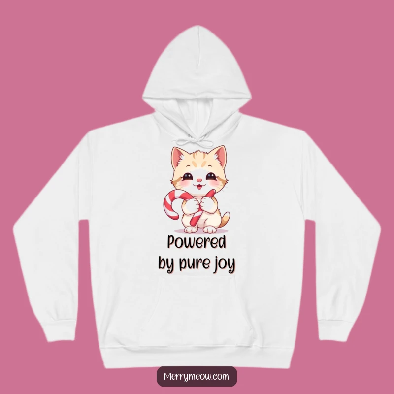 Funny Kitten Candy Cane Hoodie: Embrace Sweet Glee and Cozy Holiday Vibes