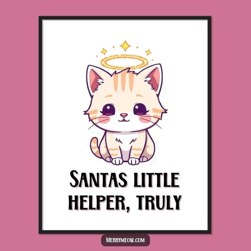 Free Printable Angel Cat Art: Funny Tinsel Halo Downloadable Decor for Charm
