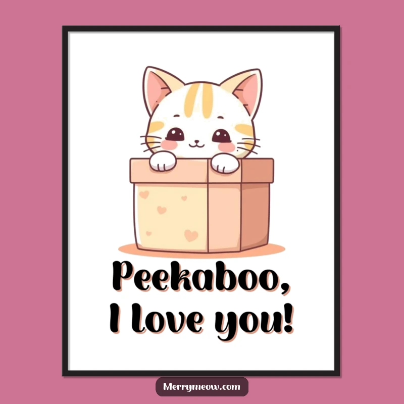 Free Printable Wall Art: Happy Cat in Box, Whimsical Downloadable Art!