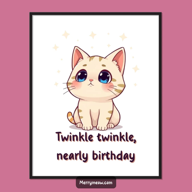 Free Printable Wall Art: Surprised Cat Twinkling Lights - Funny Downloadable Decor Gift