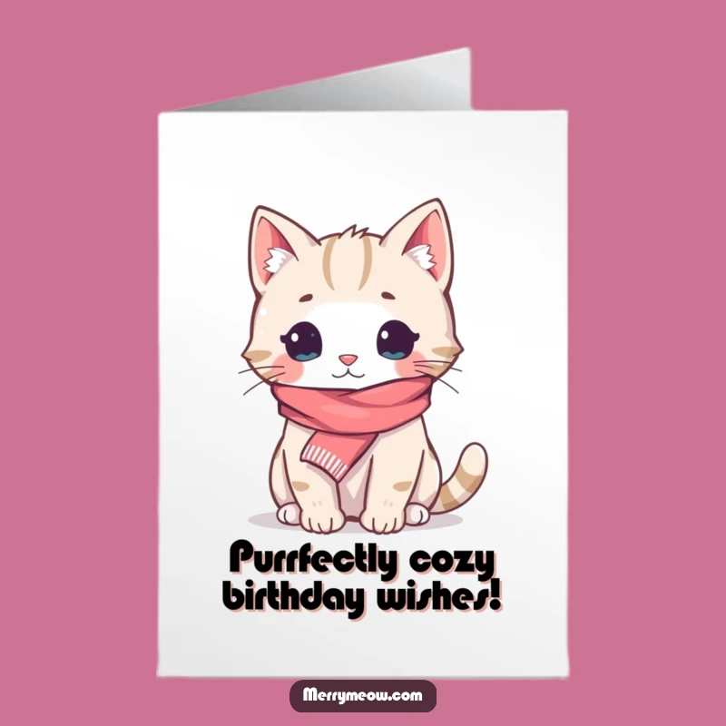 Free Printable Cozy Cat Birthday Card - Funny Downloadable Cat Gift for Her