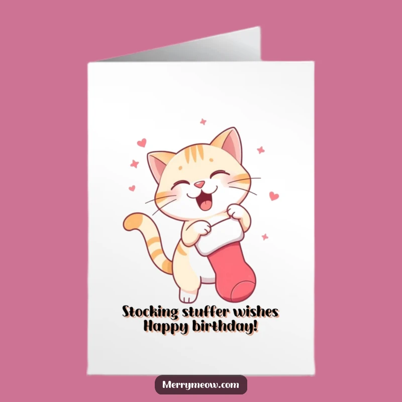 Free Printable Birthday Card: Cat Swatting Stocking, Funny Holiday Downloadable Gift