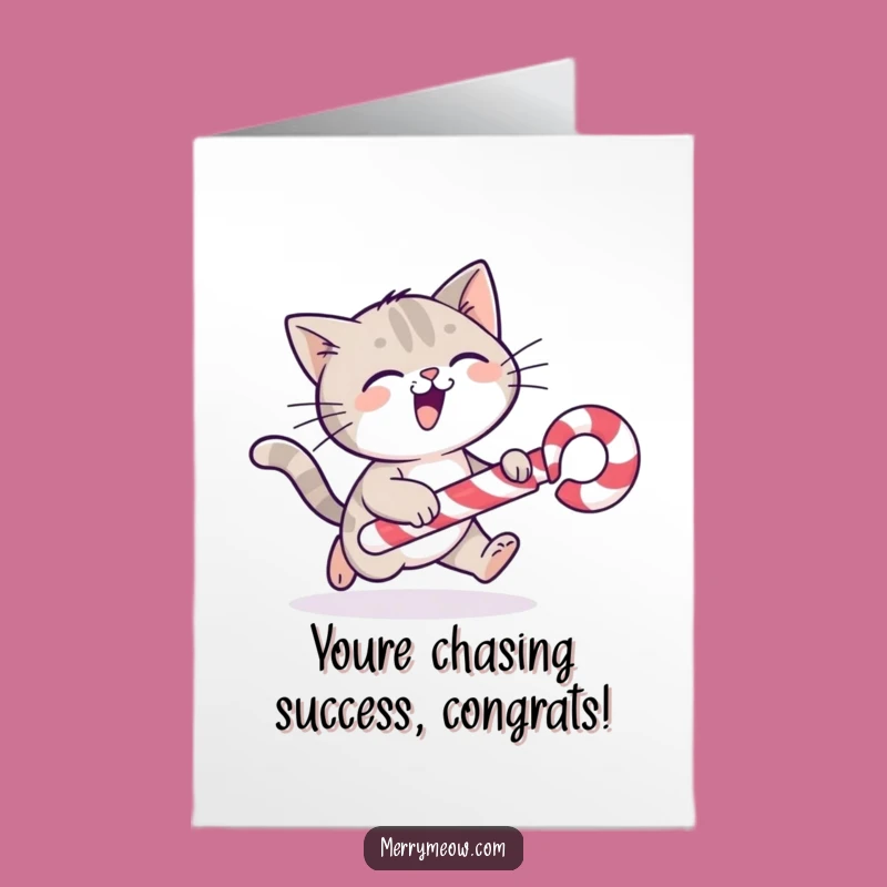 Free Printable Cat Congrats Card: Candy Cane Joy, Funny Downloadable