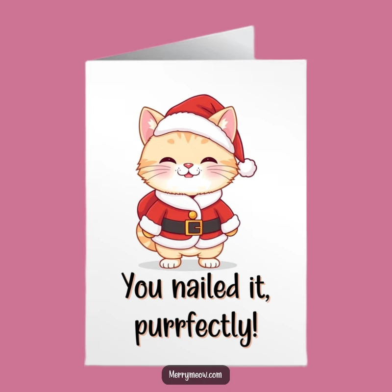 Free Printable Congrats Card: Cheeky Santa Cat - Funny Downloadable!
