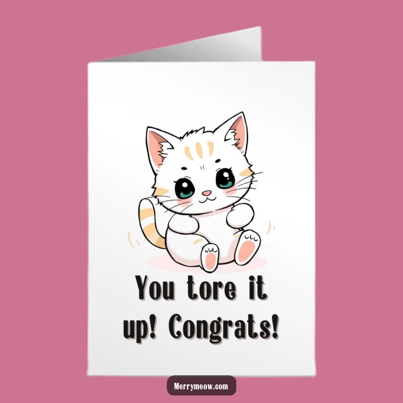 Free Printable Congrats Card: Funny Cat Wrapping Paper Chaos, Downloadable Celebration Gift