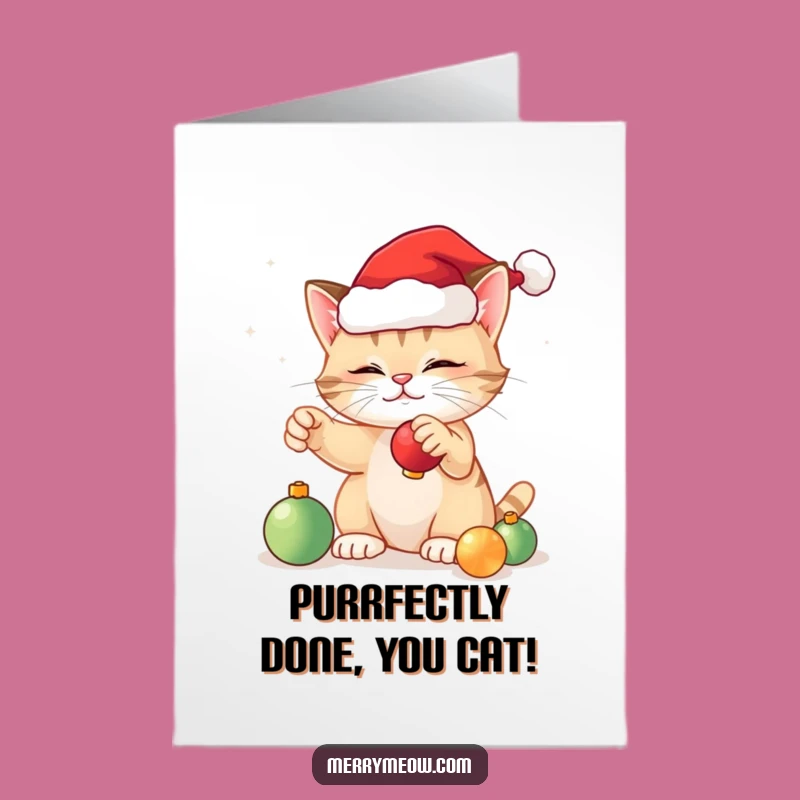 Free Printable Festive Cat Congrats Card: Holiday Cheer Downloadable