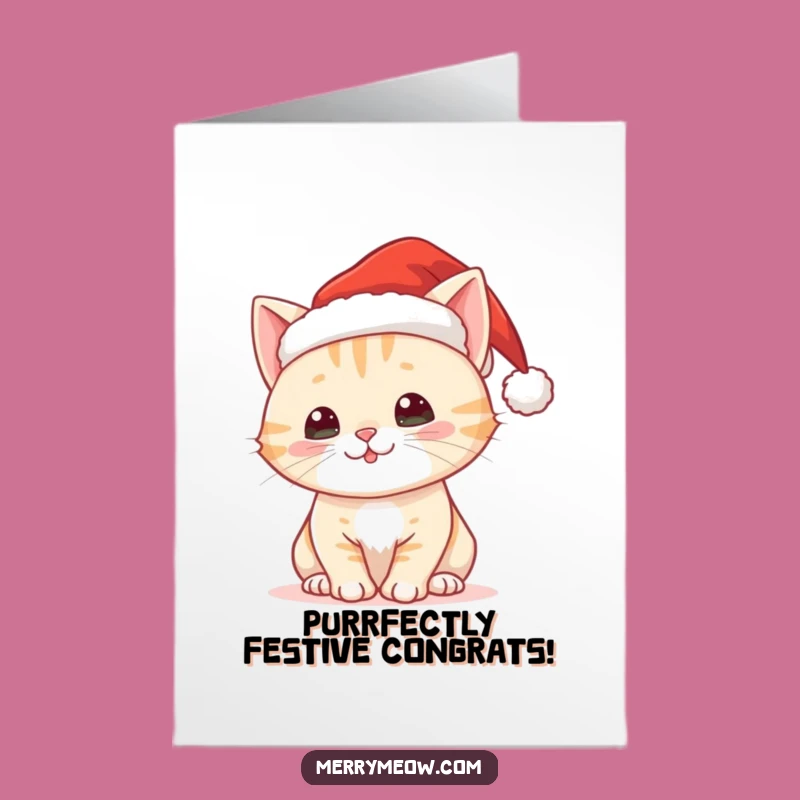 Free Printable Christmas Cat Congratulations Card: Funny Downloadable Festive Wishes