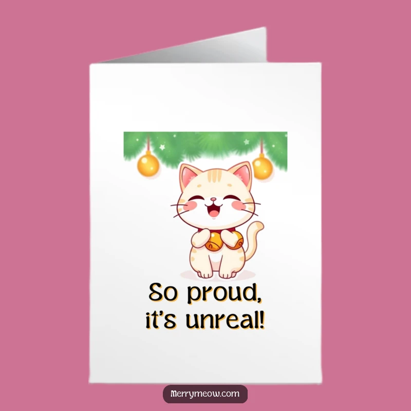 Free Printable Congrats Card: Jingle Bell Cat - Festive Humor Downloadable!