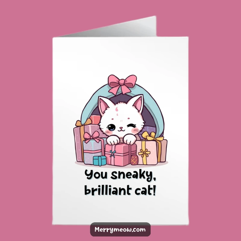 Free Printable Mischief Cat Congrats Card: Sneaky Downloadable Celebration