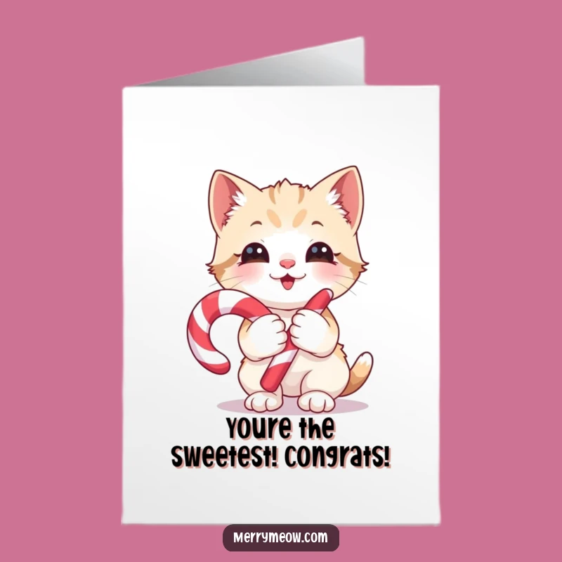 Free Printable Glee Kitten Congrats Card - Cheerful Downloadable Candy Cane Design