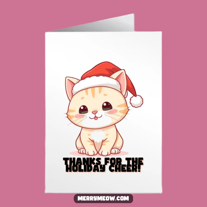 Free Printable Christmas Cat Thank You Card: Funny Downloadable Festive Gratitude