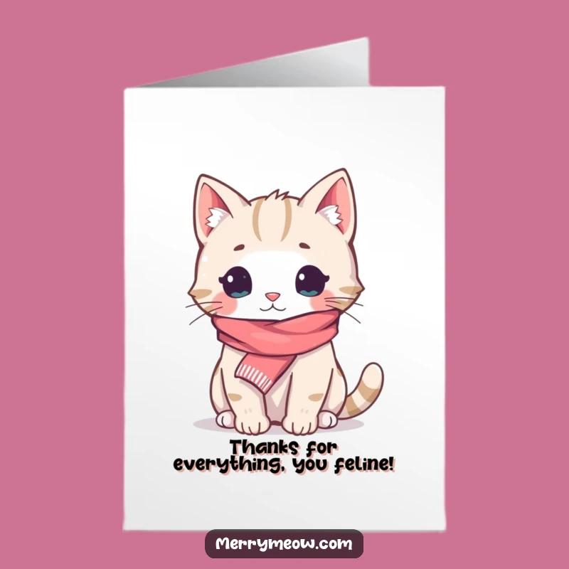 Free Printable Cozy Cat Thank You Card - Grateful Downloadable Feline Design