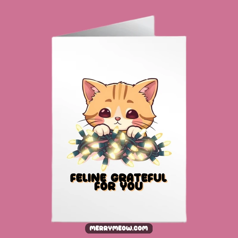 Free Printable Funny Cat Lights Thank You Card - Peekaboo Kitty Downloadable Gratitude