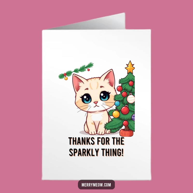 Free Printable Thank You Card: Cat's Tree Fascination, Funny Holiday Downloadable Gift