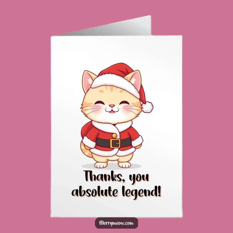 Free Printable Thank You Card: Cheeky Santa Cat - Grateful Humor Downloadable!