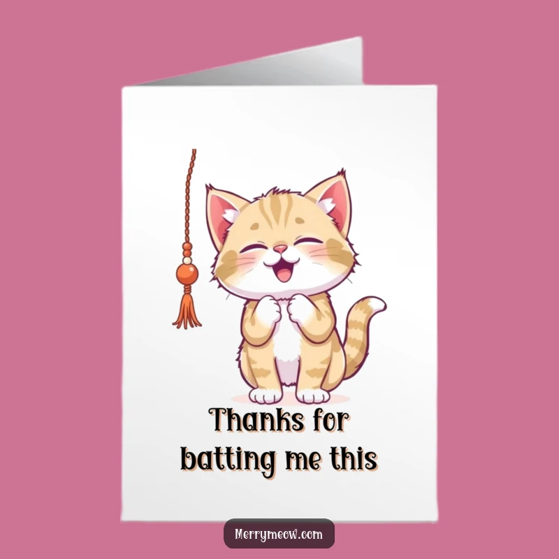 Kitten Tinsel Thank You Card - Free Printable Playful Gratitude