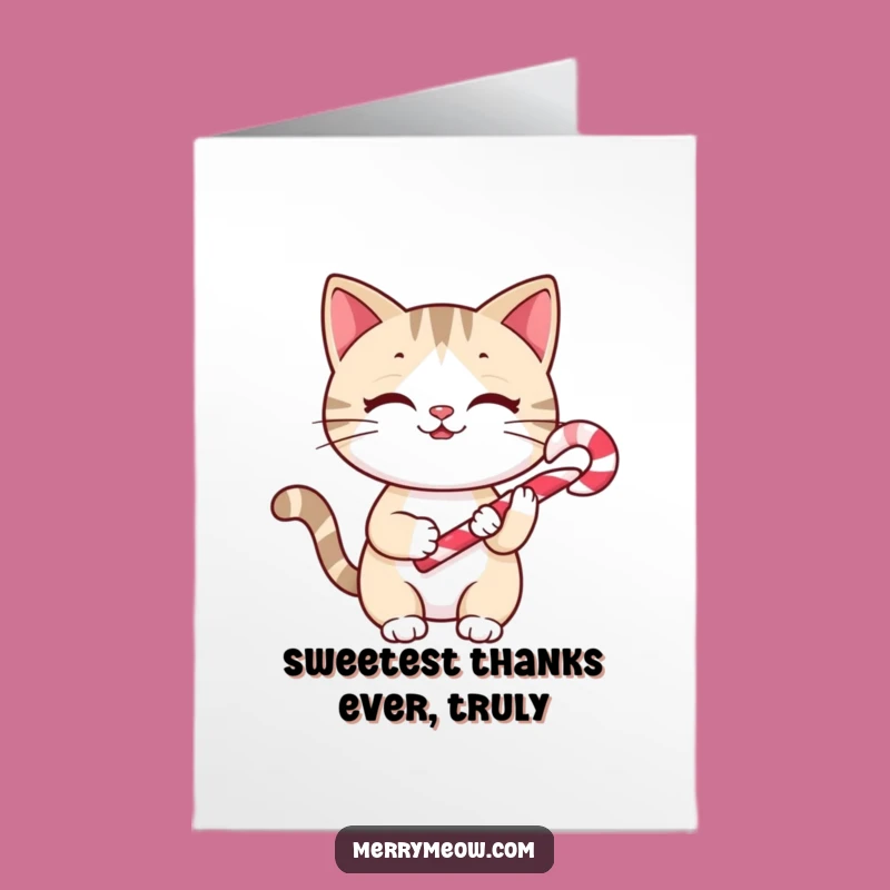 Free Printable Thank You Card: Cheery Cat Sweet Thanks, Downloadable Gift!
