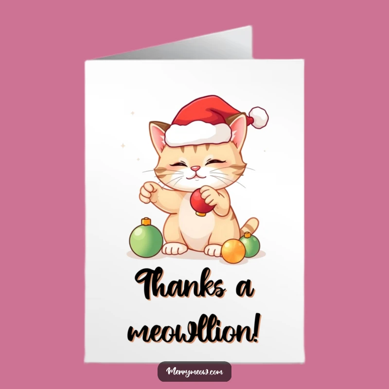 Free Printable Festive Cat Thank You Card: Playful Gratitude Downloadable Gift
