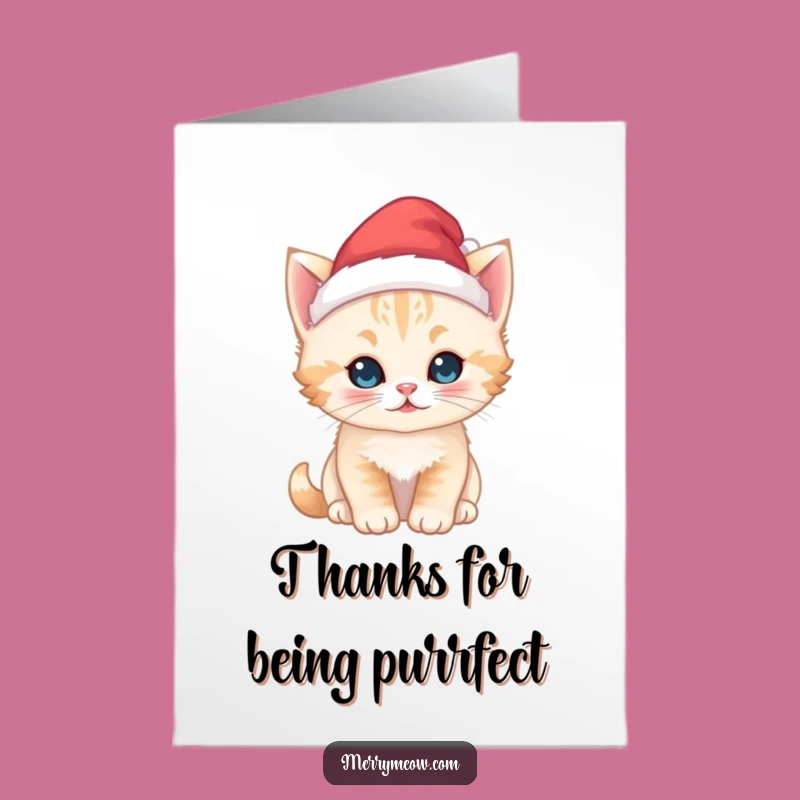 Kawaii Kitten Santa Thank You Card - Free Printable Festive Gratitude