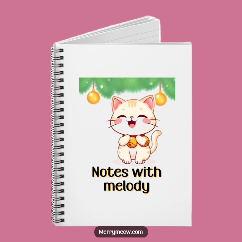 Funny Kawaii Jingle Bell Cat Notebook: Festive Journal, Perfect Funny Gift