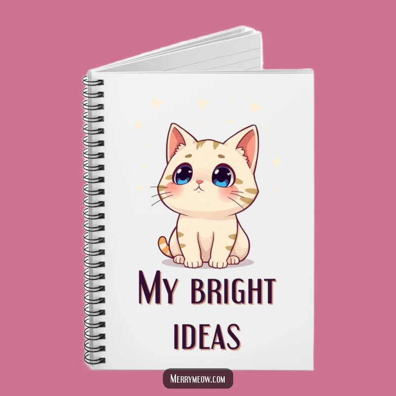 Funny Surprised Cat Twinkling Lights Notebook, Humorous Holiday Journal Gift