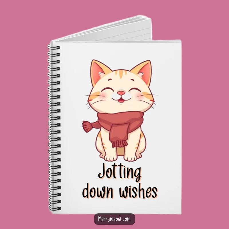Funny Giggling Cat Festive Scarf Notebook, Humorous Holiday Journal Gift