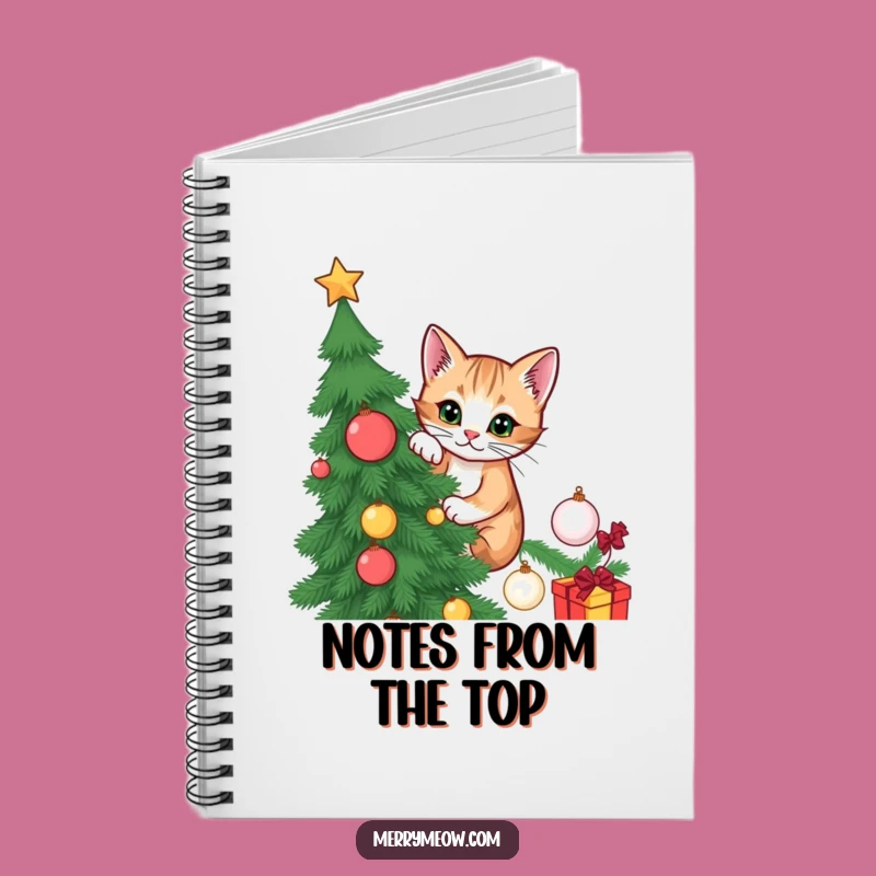 Funny Cat Christmas Tree Notebook: Jot down holiday ideas with this mischievous climber, a funny gift.