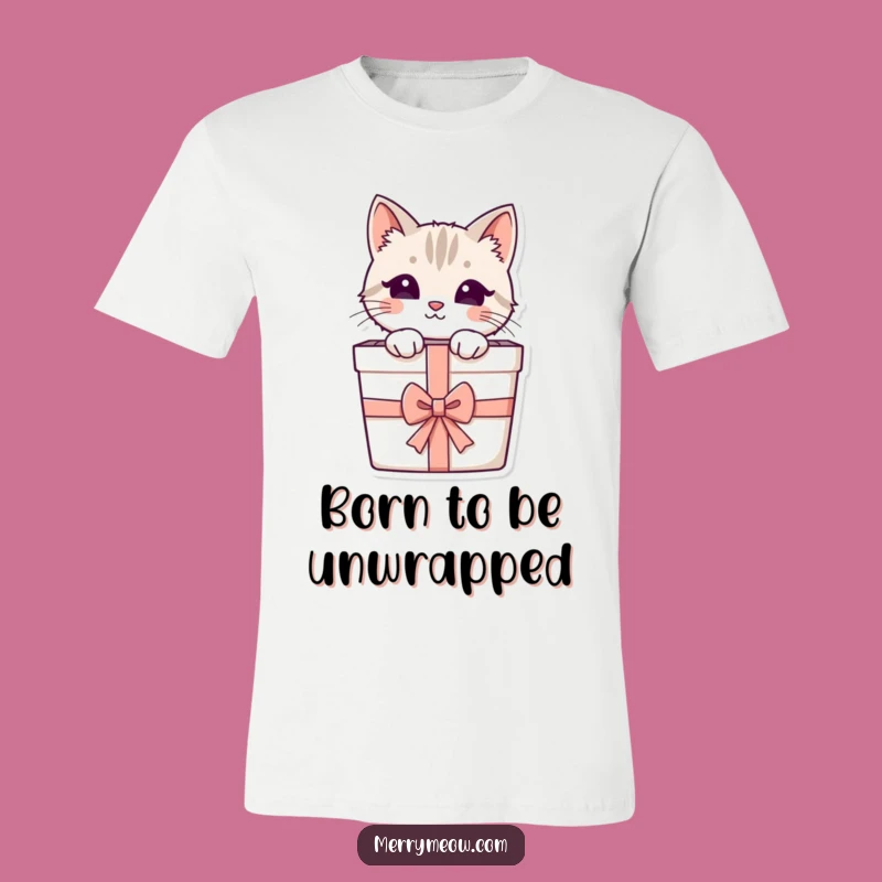 Funny Cat Gift Box T-Shirt: Peeking Feline Design for Cat Lovers Gift