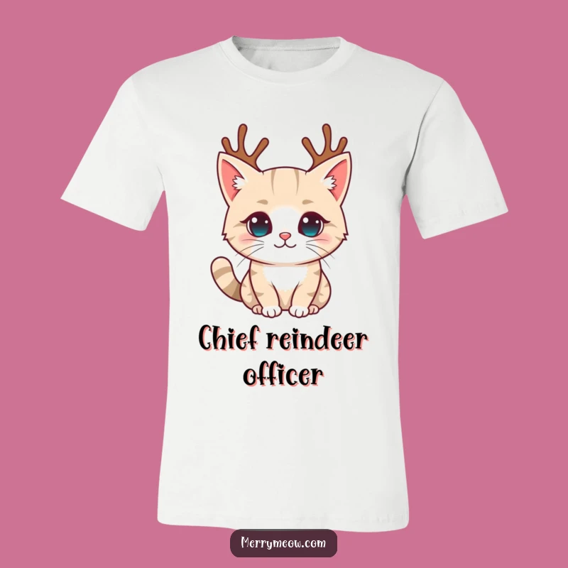 Funny Reindeer Antler Cat T-Shirt: Hilarious Feline Holiday Apparel