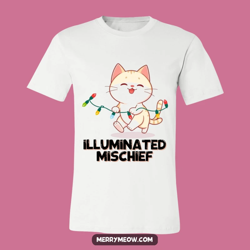 Funny Cat Chasing Lights T-Shirt - Festive & Hilarious Holiday Cat Tee!