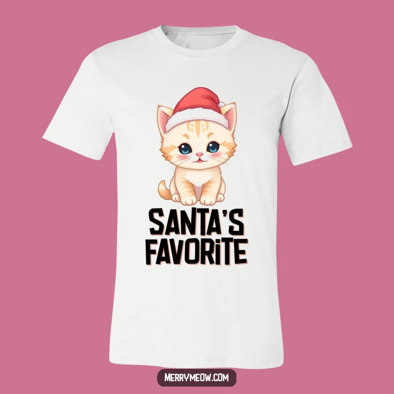 Funny Kawaii Kitten Santa T-Shirt - Cute Christmas Kitty Apparel for Holiday Fun