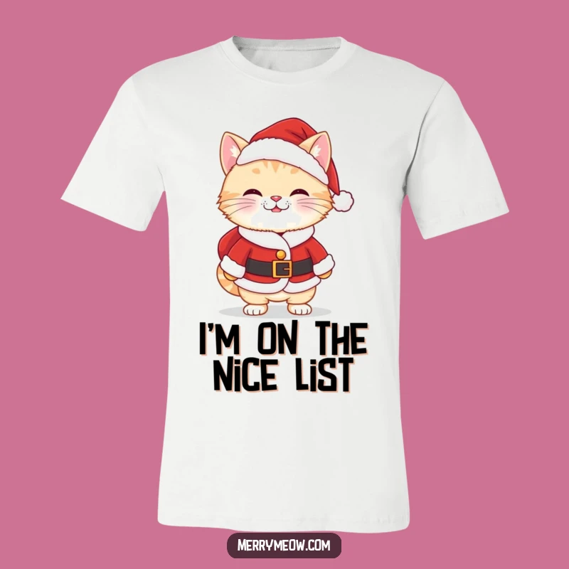 Funny Kawaii Santa Cat T-Shirt: Cheeky Grin Holiday Tee, Ideal Funny Gift