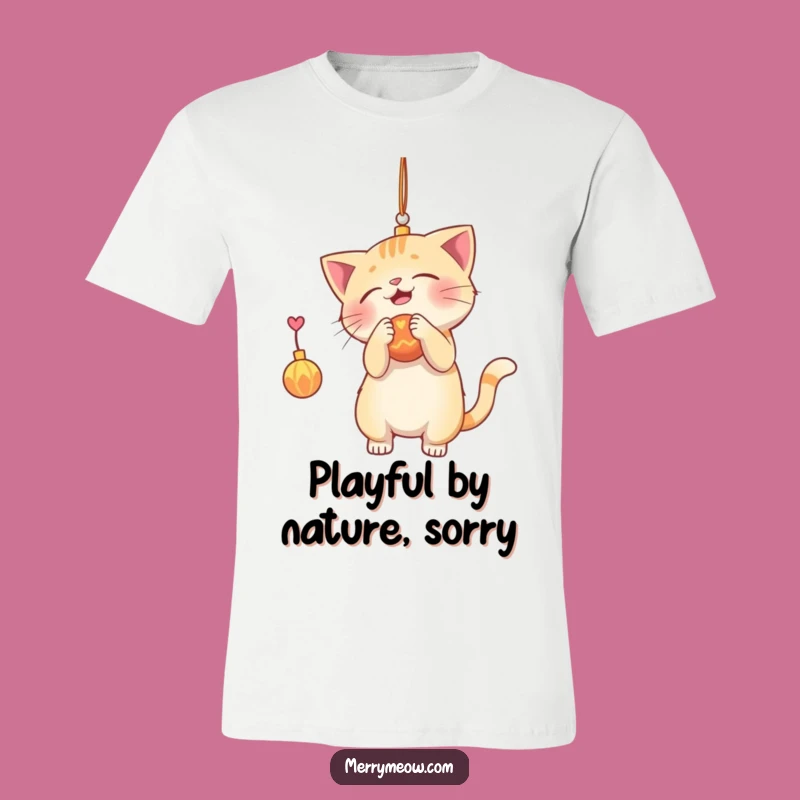 Funny Cat Ornament Batting T-Shirt: Playful Holiday Feline Design Gift