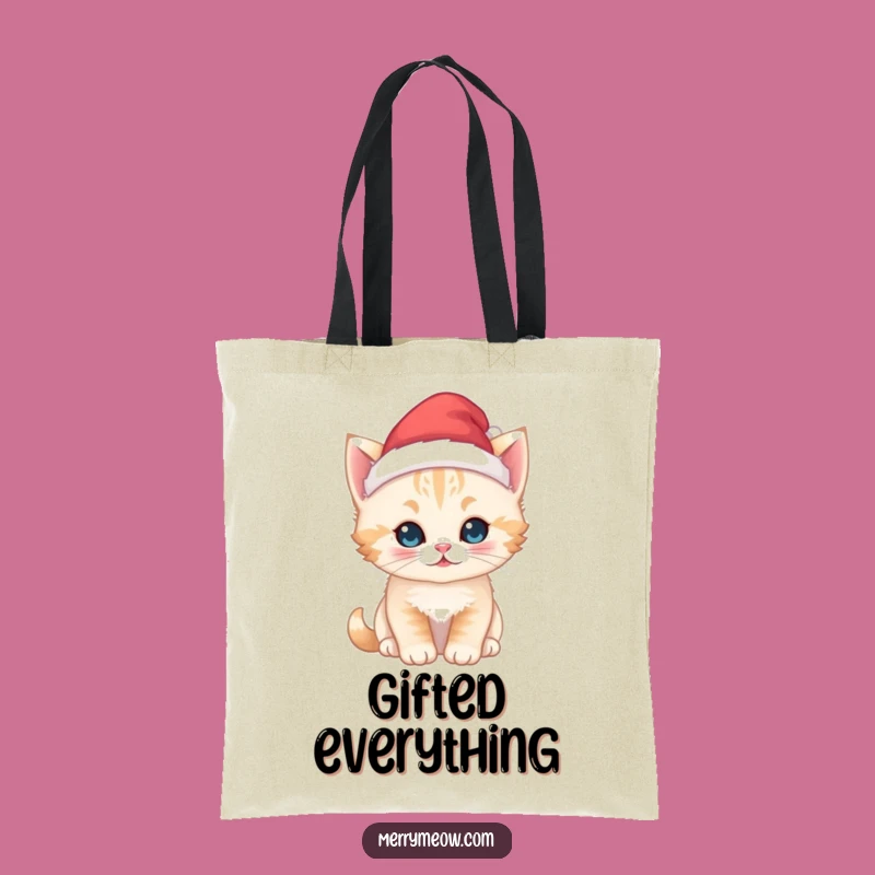 Funny Kawaii Kitten Santa Tote Bag - Festive & Cute for Holiday Shopping