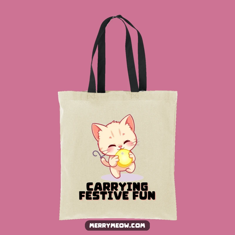 Funny Kitten Ornament Chase Tote Bag: Carry Festive Fun Everywhere