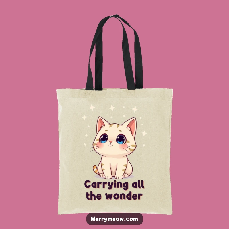 Funny Surprised Cat Twinkling Lights Tote Bag, a Hilarious Holiday Accessory Gift