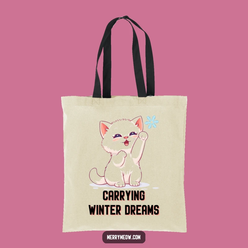 Funny White Kitten Tote Bag - Winter Style & Perfect Gift