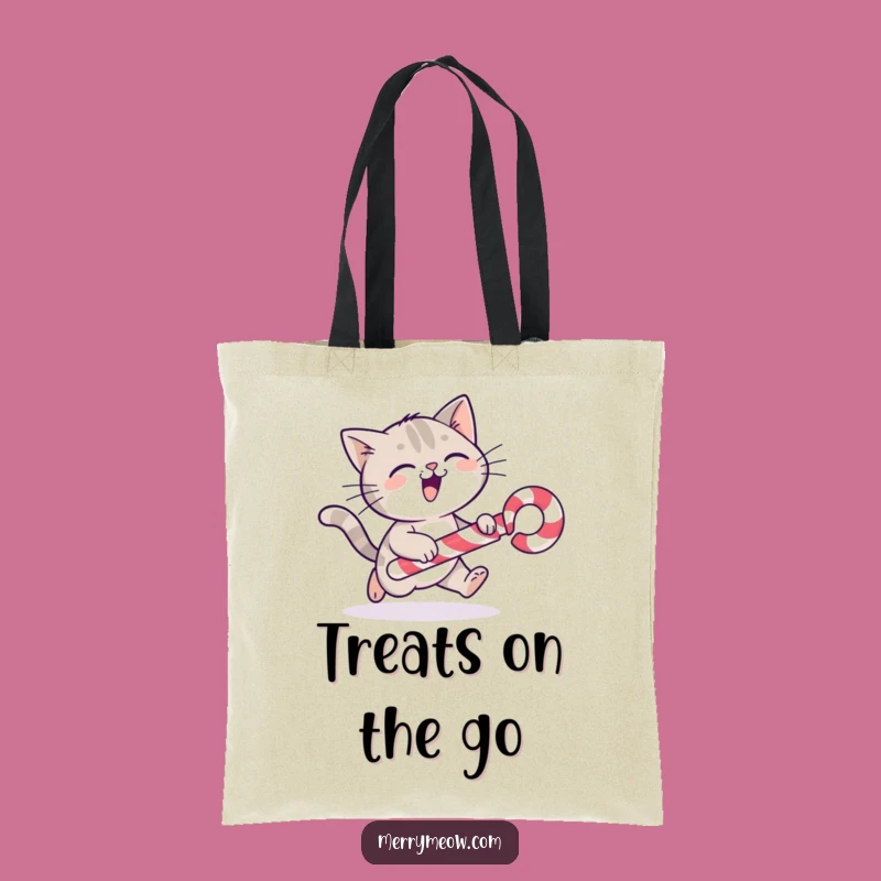 Funny Cat Candy Cane Tote Bag: Carry Holiday Fun Everywhere!